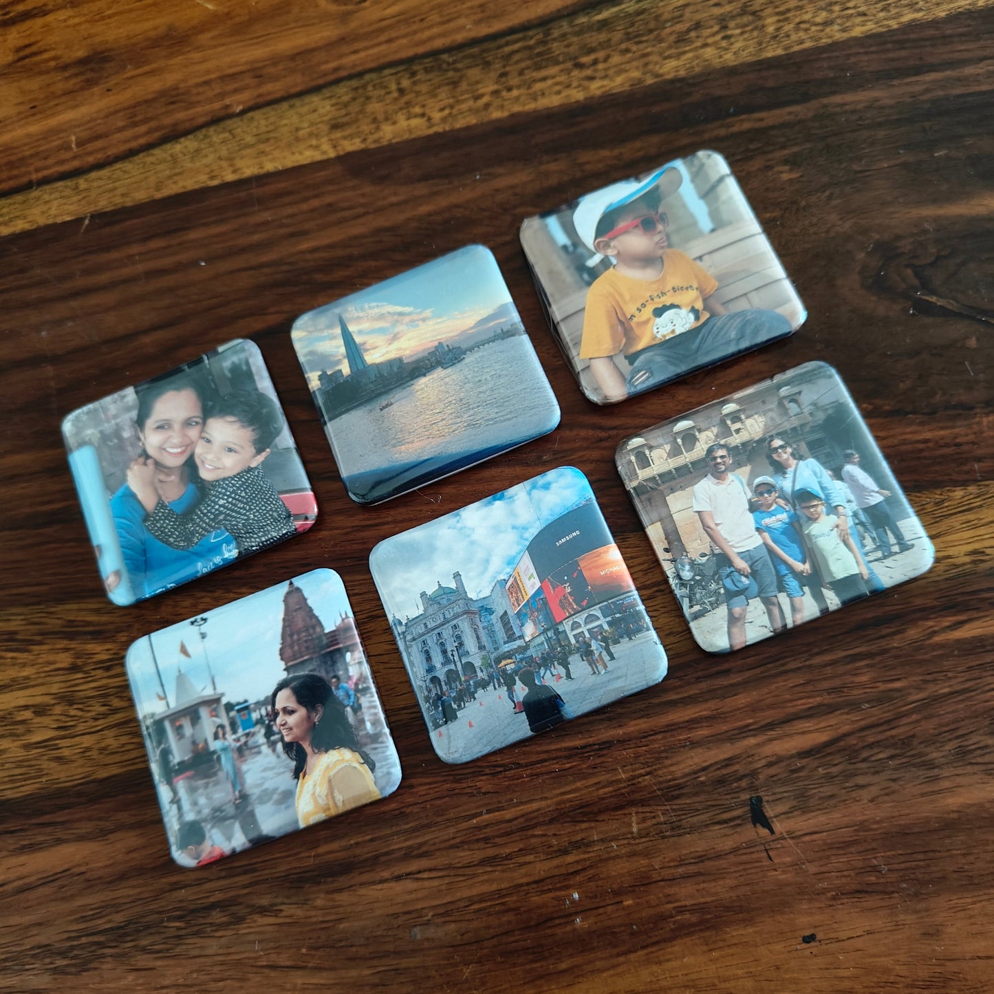 Set of 6 - Square Photo Magnets 2 x 2 inch