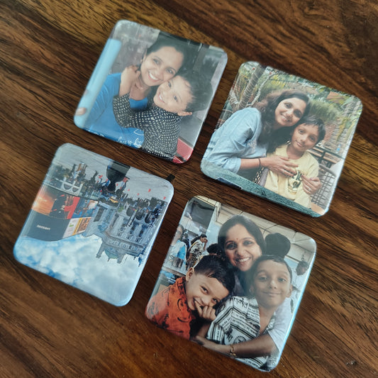 Set of 4 - Square Photo Magnets 2 x 2 inch