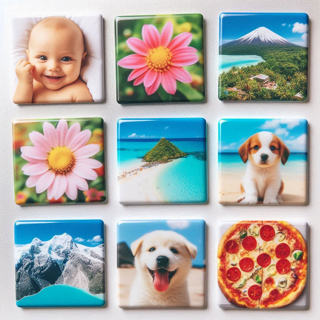 Set of 9 - Square Photo Magnets 2 x 2 inch